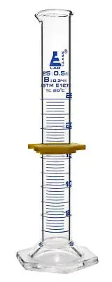 Eisco Labs 25ml Measuring Cylinder with Protective Collar, ASTM, Class B