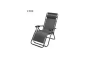 2 Pcs Zero Gravity Folding Reclining Chair (Black)