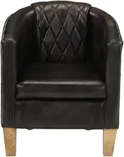 Camping Sunloungers Reclining Patio ChairsTub Chair Grey Real Leather**