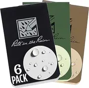 Rite in the Rain Weatherproof On The Go Wallet Notebook, 2" x 3.375", 2 Each Tan, Green, Black Cover, Blank Pages, 6 Pack (No. OTG-TACL)