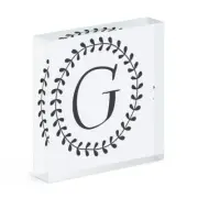 Letter G Floral Wreath Alphabet Acrylic Photo Block Frame Flowers