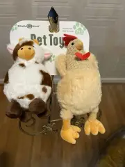 Giftable World Set Of 2 Cow 8” & Chicken 11”Dog Toy With clinker /Squeaker