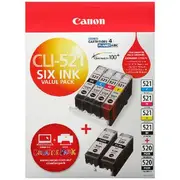 Canon CLI 521 and PGI 520 Ink Cartridge 6 Pack