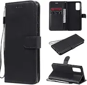 SATURCASE Case for Samsung Galaxy S20 FE 5G, PU Leather Flip Magnet Wallet Stand Card Slots Hand Strap Protective Cover for Samsung Galaxy S20 FE 5G (XD-Black)
