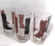 New Tony Lama Drinking Tea Bar Clear Glass Cowboy Boots 5.5" Vintage Advertising