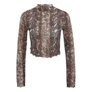Adidas Women's Snake Print Cropped Mesh Top
