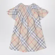 [Burberry] Check pattern cotton dress 14 Y Grey