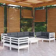9 Piece Garden Lounge Set with Cushions Solid Pinewood vidaXL