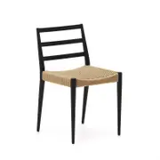 Analy chair in solid oak with black finish and rope seat