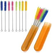 Straw Cleaning Brush, Pack of 8 Stainless Steel Drinking Stem Cleaner, Bottle Brush Thin, BPA-Free Milk Hose Brush, 20 cm Small Cleaning Brush Set for Fully Automatic Coffee Machine, Drinking Straws