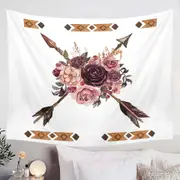 Native Purplish Flowers and Arrows Tapestry