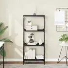 Bookcase 4-Tier Bookshelf Stand Display Cabinet Black Engineered Wood vidaXL