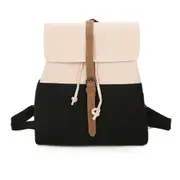 Canvas Drawstring Double Shoulders School Bag Travel Backpack Bag (Black)