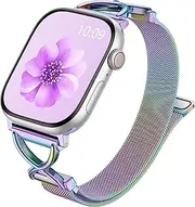 Dirrelo Metal Slim Band Compatible for Apple Watch Bands for Women 40mm 41mm 38mm 44mm 45mm 42mm 49mm 46mm, Mesh Stainless Steel Magnetic Clasp Strap for iWatch Series 10/9/8/7/6/5/4/3/2/1/SE Ultra