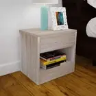 2 Pcs Nightstand Set Bedside Storage Cabinet 1 Drawer Shelf Table Lamp Stand