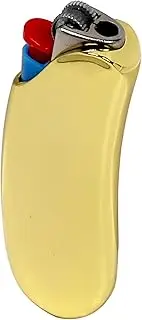 HUMWE Heavy-Duty Banana Shape Metal Lighter Case Cover Holder Sleeve Pouches Grasps Comfort for BIC Full Size Lighter J6 (Golden-Standard)
