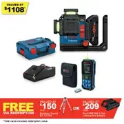 BOSCH 18V 3 x 360 Degree Green Multiline Level Laser With 50M Range Finder Kit 0615V0004Y