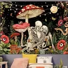 Accnicc Mushroom Skull, Skeleton Floral Tapestries Trippy Flower Plant Tapestry
