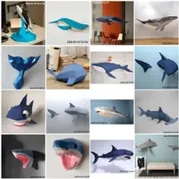 在飛比找蝦皮購物優惠-紙模型 創意紙模型 海洋動物 鯨魚鯊魚模型 家居壁掛墻飾 手