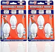[6PCE] StickFX Self-Adhesive Hooks, Adjustable and Reliable Hanging Solution, Organize Your Space Without Nails or Screws