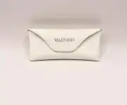 Valentino Glasses Leather Case In White Ex-displayed 14.5x5.5x2 cm
