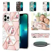 For iPhone 16 15 14 13 12 11 Pro Max XS XR 8 Phone Case Slim Marble Floral Cover
