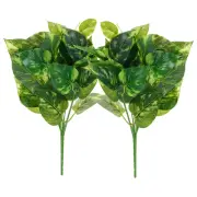 2 Pcs Artificial Greenery Plants 7 Bundles with Scindapsus Leaf Green