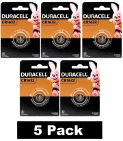 5 x DURACELL CR1632 3V LITHIUM COIN BATTERY BATTERIES BRAND NEW