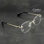Cartier CT0414O 卡地亞品牌眼鏡｜時尚大臉超輕商務斯文圓形銀色無框眼鏡 男生品牌眼鏡框【幸子眼鏡】