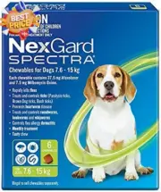 Spectra Flea, Tick & Worm Chewable Tablet for Dogs 7.6-15kg, 6 Pack