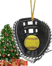Softball Ornament - 2D Acrylic Unique Softball Ornament for Christmas Tree | Sports Fan Softball Player Decoration, Christmas Tree Ornament for Window Wall