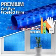 4FTx8FT Blue Cat Eye Frosted Film Glass Home Bathroom Window Security Privacy