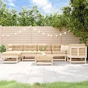 8 Piece Garden Lounge Set with Cushions Solid Wood Patio Bar Sets