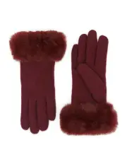 [Morgan & Taylor] Tammy Faux Fur Gloves in Burgundy Red