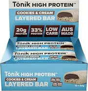 TONIK High Protein Bar 60 gram Cookies & Cream x 12 Pack