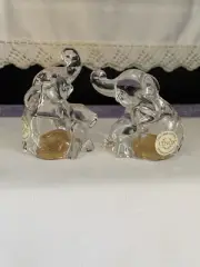 NEW Lenox Elephant Salt & Pepper Shakers Crystal Prosperity Trunk Up
