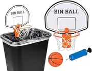 Clip-On Trash Can Basketball Set (Includes Clip-On Hoop, Inflatable Mini Basketball and a Hand Pump) Office Work Home Kids Fun Game