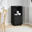 vidaXL Sideboard Black 38x35x80 cm Solid Wood Pine 2BB