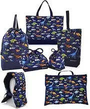 COLORFUL CANDY STYLE NJ300600 Kindergarten Entrance School Entrance 7-Piece Set, Lesson Bag, Shoe Case, Drawstring, Large Drawstring (Lunch Bag), Drawstring (Cup Bag), Disaster Preparedness Headband,