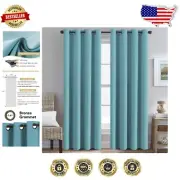 Set of 2 Aqua Blackout Drapes - Formaldehyde-Free Thermal Window Panels (52x84)