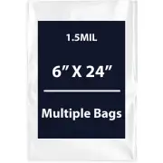 1.5Mil 6" X 24" | LDPE Clear Flat Poly Bags, Flexible & Durable | Multiple Bags