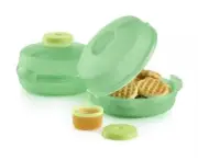 Tupperware Round Sandwich Bagel Hamburger Container Keeper Set New