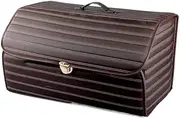 ATATHXHQay Car Trunk Organizer Box Large Capacity Auto Multiuse Tools Storage Bag Stowing Tidying Leather Folding For Emergency Storage Box(Brown L)