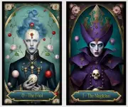 Surreal Renaissance tarot cards deck. Fantasy tarot. 78 cards deck.