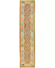 Reversible Multicolored Tribal Kilim Runner Rug Oriental Hallway Carpet 3X13 ft