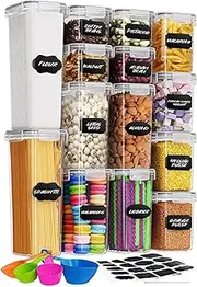 [Stelive] 14 Pack Airtight Food Storage Container Set, Leak Proof for Pantry Storage, BPA-Free Cereal Storage Containers Organizer for Kitchen Organization with Labels & Pen