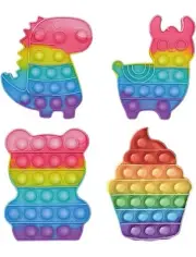 4Pcs Pop It Fidget Popper Push Rainbow Poppet Sensory Fidget Toy Poppet Fidget