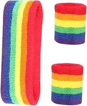 [Abaodam] 1Set Comfortable Sweat Absorbing Headband and Wristband Kit for Fitness Sports Durable and Elastic Accessories for Basketball Yoga Running and More