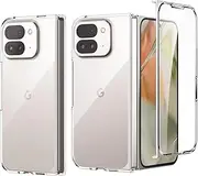 [Foluu] for Google Pixel 9 Pro Fold 2024 Clear Case with Front Built-in Screen Protector, Hard PC Back Bumper Protective Shockproof Scratch Resistant Case for Google Pixel 9 Pro Fold 2024