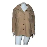 Koolaburra by UGG Women's Fuzzy Shirt Jacket Doe Tan Extra Large NWT